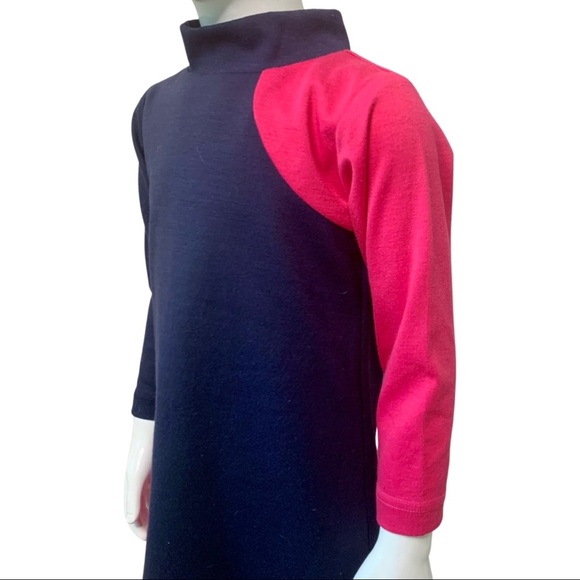 FLORENCE EISEMAN Ponte Knit Dress Navy & Pink Color Block Long Sleeve Size 4 - Picture 4 of 14